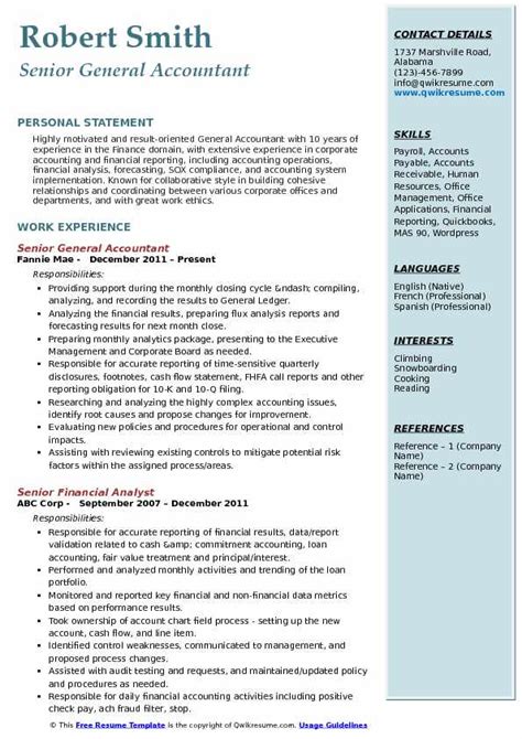 General accounting resume examples